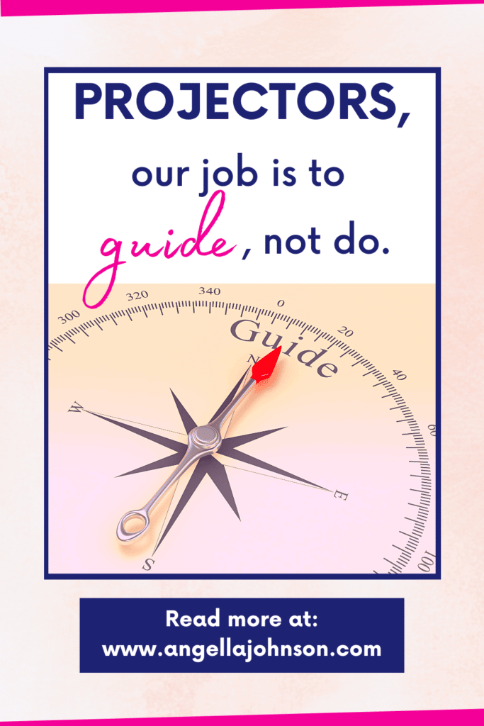 light peach bacground with a picture of a compass and text that reads, "Projectros, our job is to guide, not do."